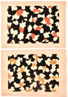 Frank Magda jelzéssel, 2 db mű: Fekete-sárga és fekete-vörös kompozíció. Akvarell, papír. 24,5×34 cm