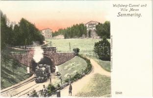 Semmering, Wolfsberg-Tunnel und Villa Meran / railway tunnel, locomotive, train, villa