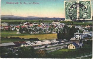 1920 Vöcklabruck, mit Bahnhof / railway station, train. TCV card (EK)