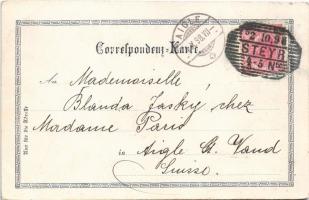 1898 Steyr, Dominikaner Kirche, Stadpfarrkirche, Pfarrhof, Dambergwarte, Schlossgraben, Waffenfabrik...