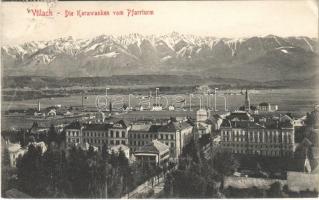 1911 Villach (Kärnten), Die Karawanken vom Pfarrturm / Karavanke (crease)