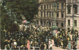 1911 As, Asch; Platzmusik / square, music, hotel (small tear)