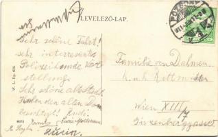 1911 Pozsony, Pressburg, Bratislava; Dunai részlet a várral, gőzhajó. W. L. Bp. 634. / Danube rivers...