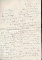 1971 Gyergyai Albert (1893-1981) író, irodalomtörténész saját kézzel írt levele Szekeres György (1914-1973) újságíró, műfordító, az Európa Kiadó főszerkesztője részére, aláírásával, borítékkal, négy beírt oldal.