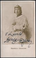 Beregi Oszkár (1876-1965) színész saját kezű aláírása egy őt ábrázoló képeslapon