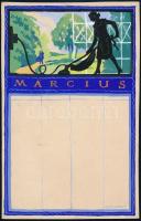 cca 1930 Gönczi-Gebhardt Tibor (1902-1994): Március, naptárterv, vegyes technika, papír, jelzett, 21×13,5 cm