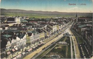 1918 Eperjes, Presov; látkép, üzletek, piac / general view, shops, market vendors (EK)