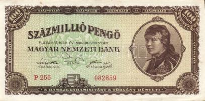 1946. 100.000.000P (3x) egymásutáni sorszámmal T:II+ Csak egyszer hajtva!