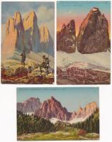 3 db RÉGI képeslap a Dolomitokból / 3 pre-1945 postcards from the Dolomites