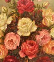 Lunyák Ottó (?-?): Csendélet. Olaj, farost. Jelzett. Dekoratív, historizáló stílusú fa keretben. 60x...