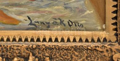 Lunyák Ottó (?-?): Csendélet. Olaj, farost. Jelzett. Dekoratív, historizáló stílusú fa keretben. 60x...