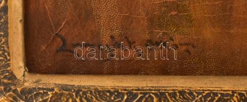 Lunyák Ottó (?-?): Önarckép. Olaj, vászon. Jelzett. Dekoratív, sérült fa keretben. 49,5x33,5 cm