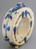 XIX. sz.: Kulacs. Mázas cserép, kézzel festett, sérülésekkel.  m: 30 cm