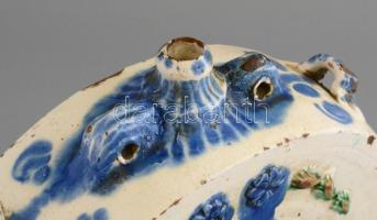 XIX. sz.: Kulacs. Mázas cserép, kézzel festett, sérülésekkel.  m: 30 cm