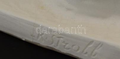 Kisfaludi Stróbl Zsigmond (1884-1975): Reggel. Fehér mázas fajansz, jelzett, hajszálrepedésekkel, le...