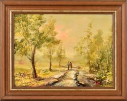 Szántó Lukács (1953-): Kettesben. Olaj, farost, jelzett a hátoldalán, fa keretben. 30x40 cm