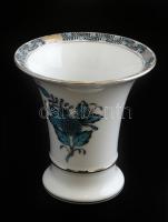 Herendi Apponyi türkiz ATQ mintás porcelán váza. Kézzel festett, jelzett, MKB logóval a hátán. Hibátlan, díszdobozban. m: 10 cm