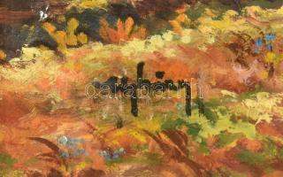 Ujházy jelzéssel: Erdőrészlet. Olaj, karton. Üvegezett fa keretben. 51x66,5 cm