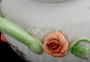 Herendi csipkebogyó mintás szószos kínáló. Kézzel festett, jelzett, hibátlan m: 16 cm, sz 18 cm