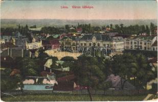 1921 Léva, Levice; látkép, városháza. Schulcz Ignác kiadása (kopott sarkak / worn corners)
