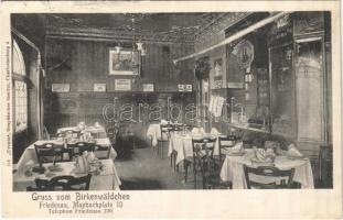 1911 Berlin, Friedenau, Gruss vom Birkenwäldchen. Maybachplatz 10. / restaurant interior
