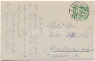 1912 Besztercebánya, Banská Bystrica; utca részlet, férfi talicskával / street view, man with wheelb...