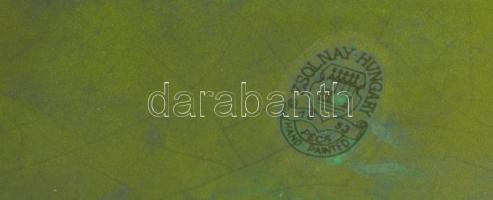 Zsolnay eozin virág mintás váza, jelzett, hibátlan, m:8 cm, d:13 cm