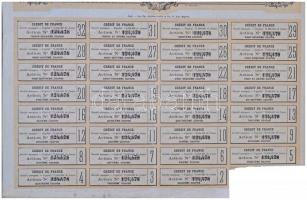 Franciaország / Párizs 1881. "Francia Hitel 500Fr értékben" szelvényekkel és szárazpecsétt...