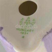 Hollóházi madaras lányka figura, kézzel festett, jelzett, hibátlan, m: 14,5 cm