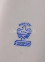 Aquincumi esernyős porcelán lány figura, kézzel festett, jelzett, hibátlan, m: 14 cm