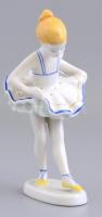 Hollóházi porcelán balerina, kézzel festett, jelzett, hibátlan, m: 14 cm