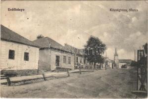 1921 Erdőbénye, Községháza, Fő utca, templom (szakadás / tear)