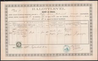 1864-1885 10 db halotti, házassági anyakönyvi kivonat, keresztlevél