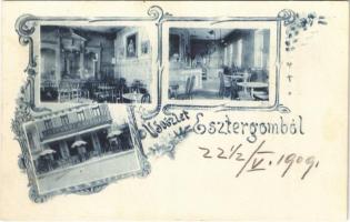 1909 Esztergom, Központi kávéház, belső. Neubauer János kiadása. Art Nouveau, floral