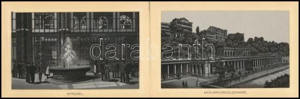 cca 1890 Album von Karlsbad, leporello feliratozott városképekkel, szakadásokkal