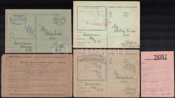 1943-1949 Tábori postai levelezőlapok, hadifogoly-levelezőlapok, szűrővizsgálati lap