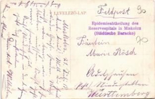 1915 Miskolc, Hunyadi utca, piac, üzletek. W. L. Bp. 1058. Özv. Majtényi Mártonné kiadása + "Ep...