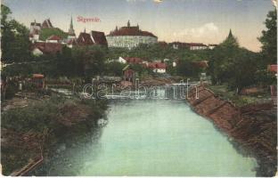 1937 Segesvár, Schässburg, Sighisoara; látkép, vízpart / general view, riverside (kis szakadás / small tear)