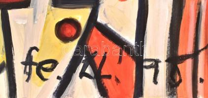 fe. LL. '98 jelzéssel: Család. Olaj, papír. 35x50 cm