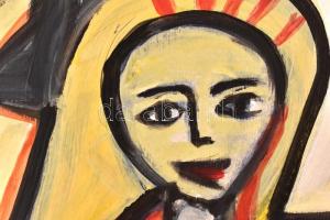 fe. LL. '98 jelzéssel: Család. Olaj, papír. 35x50 cm