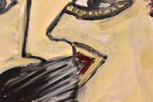 fe. LL. '98 jelzéssel: Család. Olaj, papír. 35x50 cm