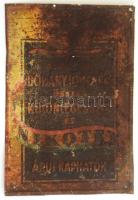 cca 1930 A magyar dohányjövedék és Nikotex árui kaphatók, cigarettát reklámozó trafik fém tábla, erősen megviselt állapotban 37x25 cm