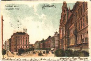 1903 Budapest VII. Erzsébet körút, villamosok, litho (r)