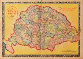 1938 Pesti Hírlap színes térképmelléklete: Az ezeréves Magyarország, ill. hátoldalán Európa 1938 végén, 41x57,5 cm. Hajtott, kis szakadással