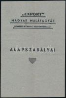 1939 "Export" Magyar Malátagyár Budapest-Kőbánya Részvénytársaság alapszabályai, hajtott, 8p