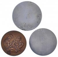 3xklf emlékérem-tétel, közte 1973. "Csongrád 50 éve város 1923-1973" ezüstpatinázott fém é...