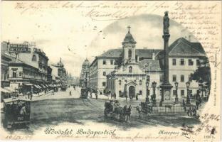 1899 (Vorläufer) Budapest VIII. Kerepesi út, templom, Heller Mór pénz és előleg bank, lóvasút (Rb)