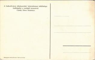 Balatonkenese, Székesfővárosi alkalmazottak üdülőtelepe, szállóépület a vendéglő teraszával s: Csánk...