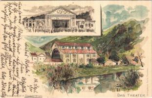 1900 Oberammergau, Das Theater, Passionspiel / theatre, passion play. Verlagshaus Salis litho