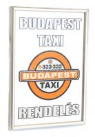 &quot;Budapest Taxi rendelés&quot; feliratú kitámaszthatós tükrös kép, 29x19 cm